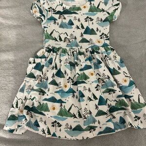 Little Green Radicals Scenic Print Dress - Green and Blue